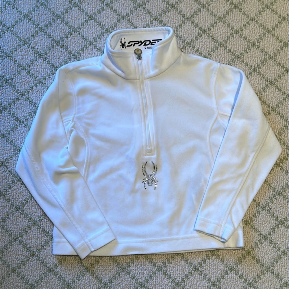 Spyder, 3/4 Zip Fleece, White, Size 2
